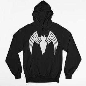 NEW Symbiote Spiderman Venom Big Logo Fleece Pullover Hoodie BLACK